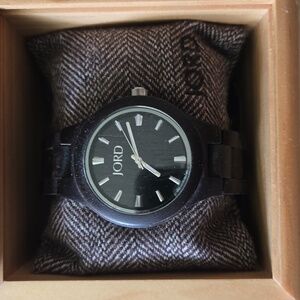 JORD wooden watch dark brown black face
